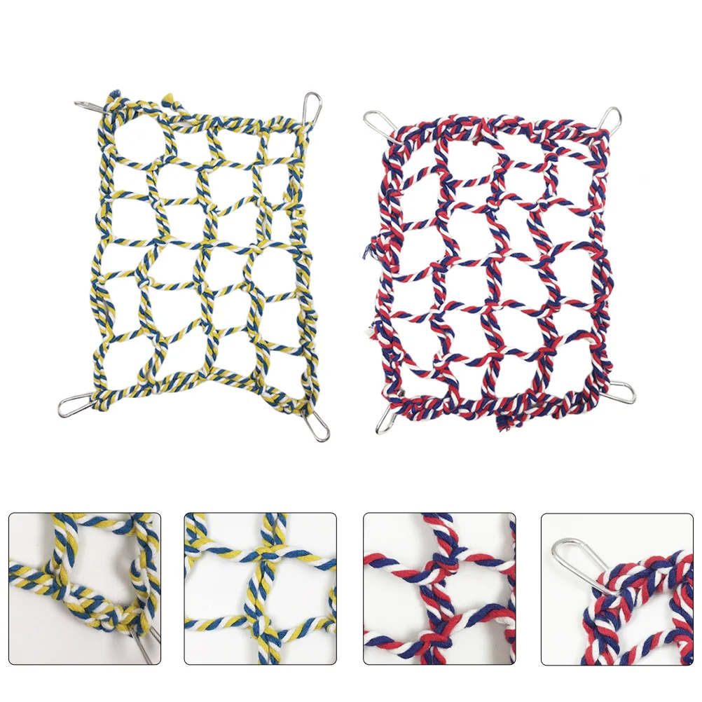 

2PCS Colorful Woven Climbing Net Hamster Squirrel Hammock Net Parrot Playing Net