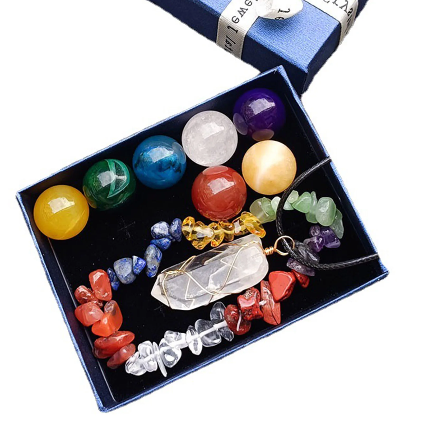 

Necklace Bracelet Set 7-Chakra Necklace Bracelet Set Healing Crystals Bracelet For Women Men Chakra Spiritual Energy Gemstone