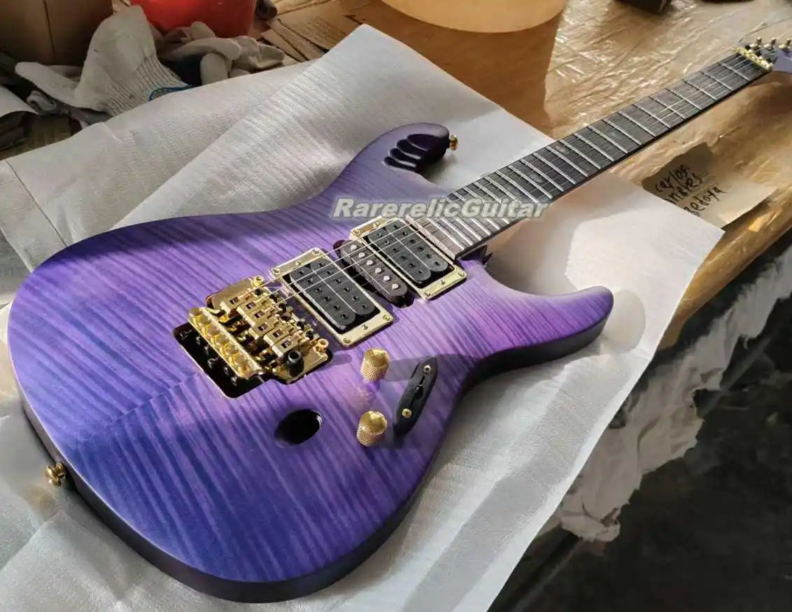 Акция Herman Li EGEN Matte Purple Flame Maple Top Электрогитара Floyd Rose Tremolo Bridge овальная инкрустация