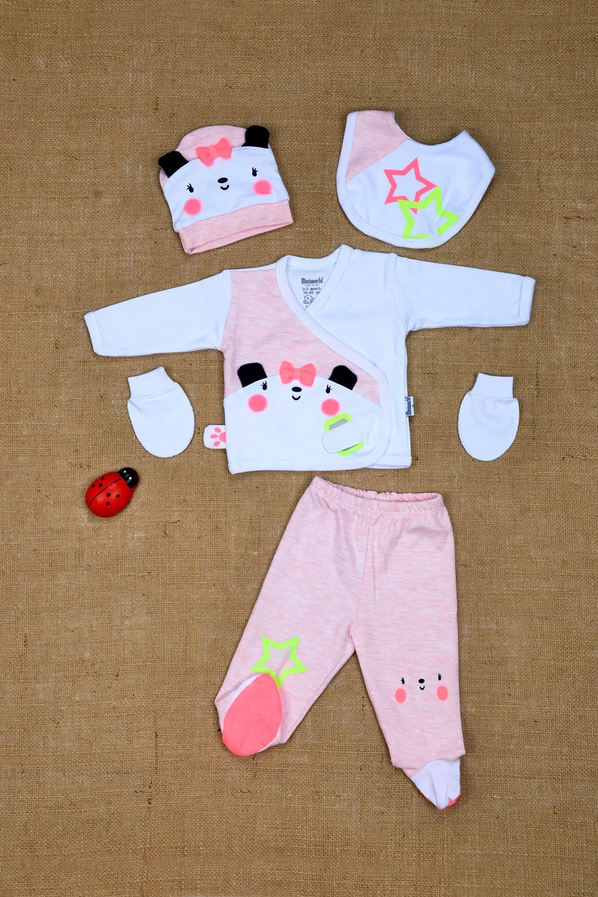 

Детский хлопковый комплект для новорожденных, шапка, фартук, перчатки с бантом и боковой застежкой, хлопковая одежда для больниц от 0 до 3 месяцев