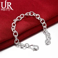 urpretty 925 sterling silver o shape bracelet men women wedding engagement party charm jewelry gifts