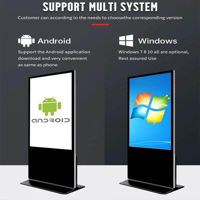 KINGONE внутренний 43-дюймовый напольный рекламный экран киоск Автономная цифровая