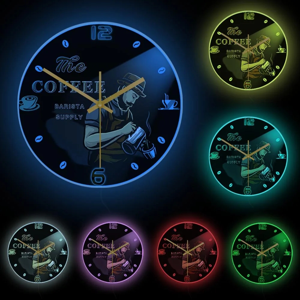 Professional Barista Coffee Beans Modern Wall Clock For Home Bar Kitchen Dinning Room Art Décor Shop Clcok Café Maker | Дом и сад