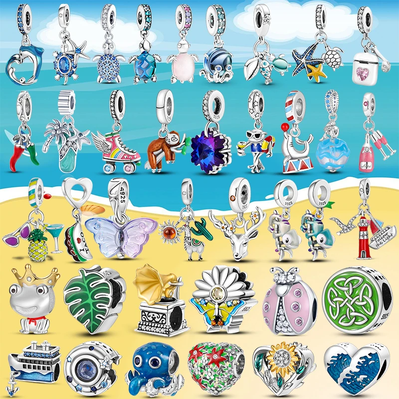 Подвеска для браслета сделай сам из серебра 925 пробы с бусинами в виде морских