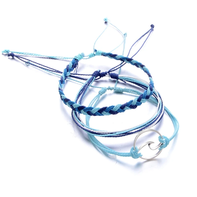 

Blue Ocean Waxed Cord 3 Layers Bracelet Accessories Kids Adults Decoration Gift