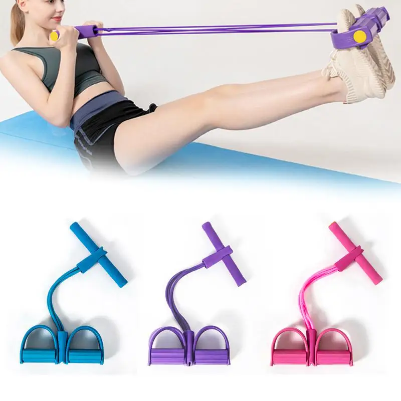 

Sports Fitness 4 Tube Latex Resistance Bands Latex Pedal Exerciser Sit-up Pull Rope Expander Elastic Bands Slim Workout Fitness