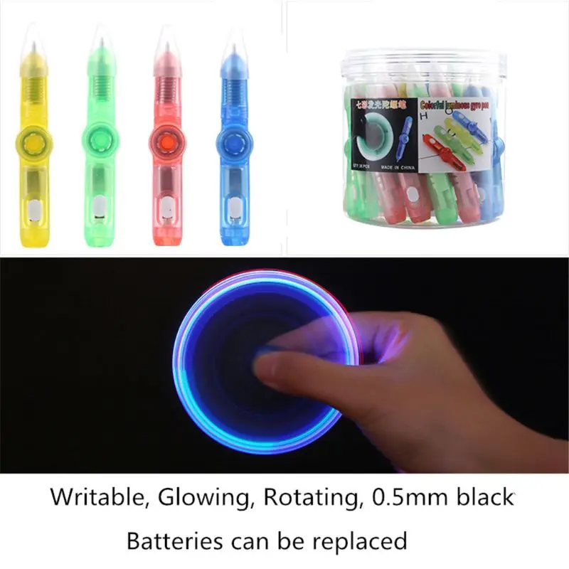 

Q6PD LED Spinning Pen Ball Pen Fidget Spinner Hand Top Glow In Dark Light EDC Stress Relief Toys Kids Toy Gift School Supplies