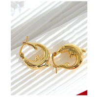 brass with 18k gold geo cute earrings women jewelry party boho t show gown runway rare korean japan trendy