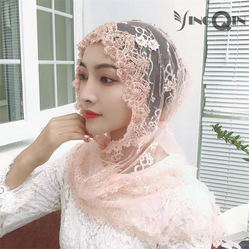 Muslim Women Headscarf Freeshipping Sequin Chiffon Lace Summer Malaysia Silk Shawl Scarf Hijab Hat Islam Saudi Arabia Headwrap