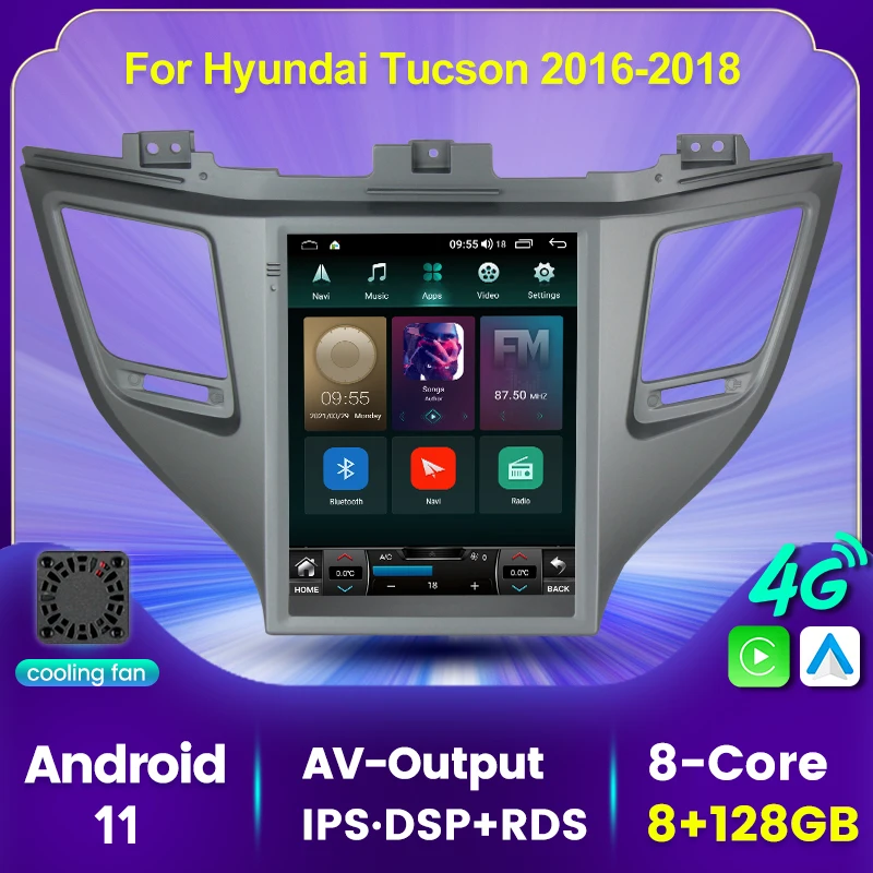 Автомагнитола на Android 11 8 ГБ 128 9 7 дюйма GPS стерео для Hyundai Tucson 3 2014-2018 головное