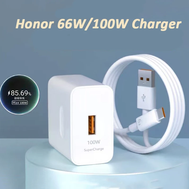 Быстрое зарядное устройство для Honor 66 Вт 100 ЕС США адаптер питания с суперзарядкой