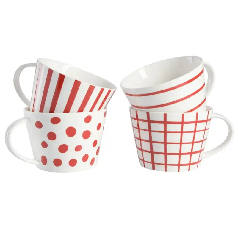 

Red 17-Ounce Assorted Fine Ceramic Mug, Set of 4 Kawaii Glass straw Cute glass cups Glass coffee mug Bubu and dudu Fathers day g