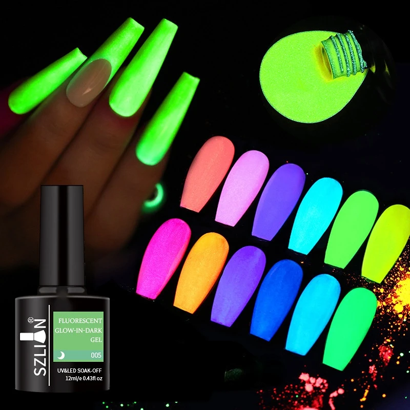 

Luminous Glow Nails Acrylic Gel UV Fast Builder Poly Reflective Nails Art Designs Prolong Neon Summer Glue with many colors