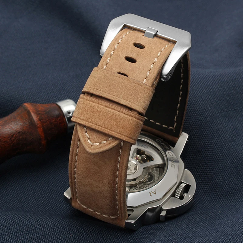Ремешок из натуральной кожи для часов Panerai PAM111/441/312 Crazy Horse 20 мм 22 24 26 в стиле