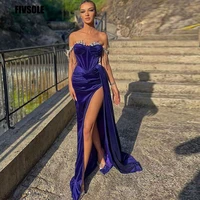 fivsole saudi mermaid prom dresses 2022 women velvet special necline high slit sexy evening gowns lady party formal event dress