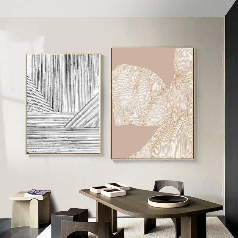 

Black Nude Lines Abstract Canvas Printing Simple Painting Poster Wall Art Nordic Modern For Living Room Home Decor Frameless