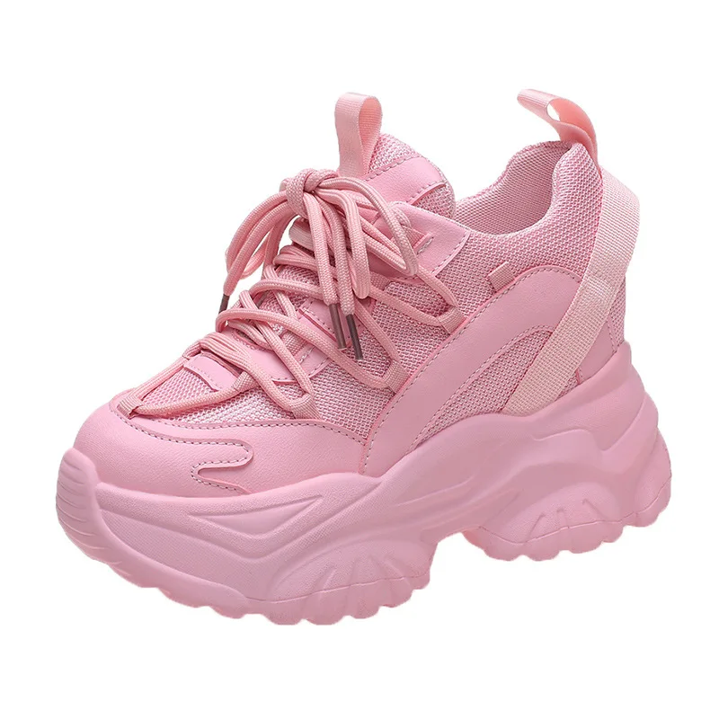 

Comemore Women's High Platform Chunky Sneakers Woman 2023 Fashion Women SportsShoes Pink White Sport Sneaker Tennis Elegant 34