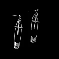 punk metal pins butterfly drop earrings for women fashion vintage cross long tassel earrings gothic hip pop jewelry cool gifts