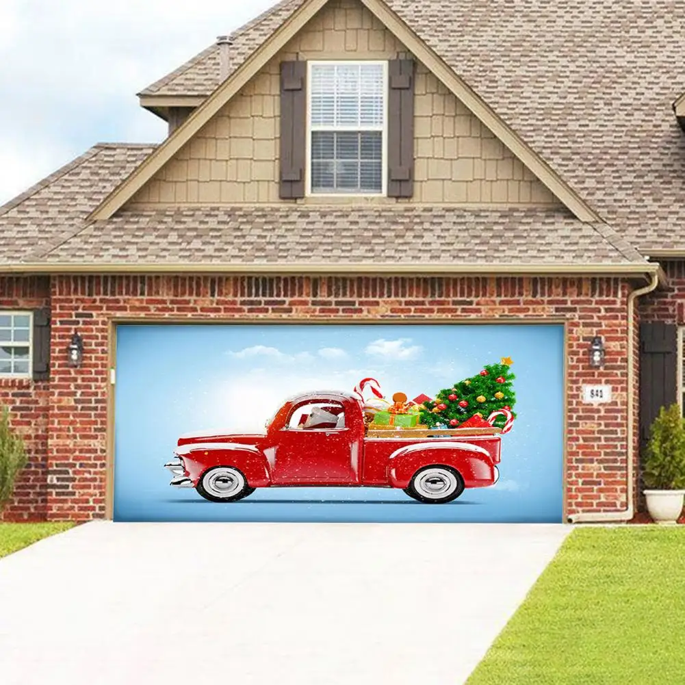 

1 Set Useful with 6 Traceless Nails Exquisite Workmanship Ultra-large Christmas Door Cover Background Tapestry for Outdoor