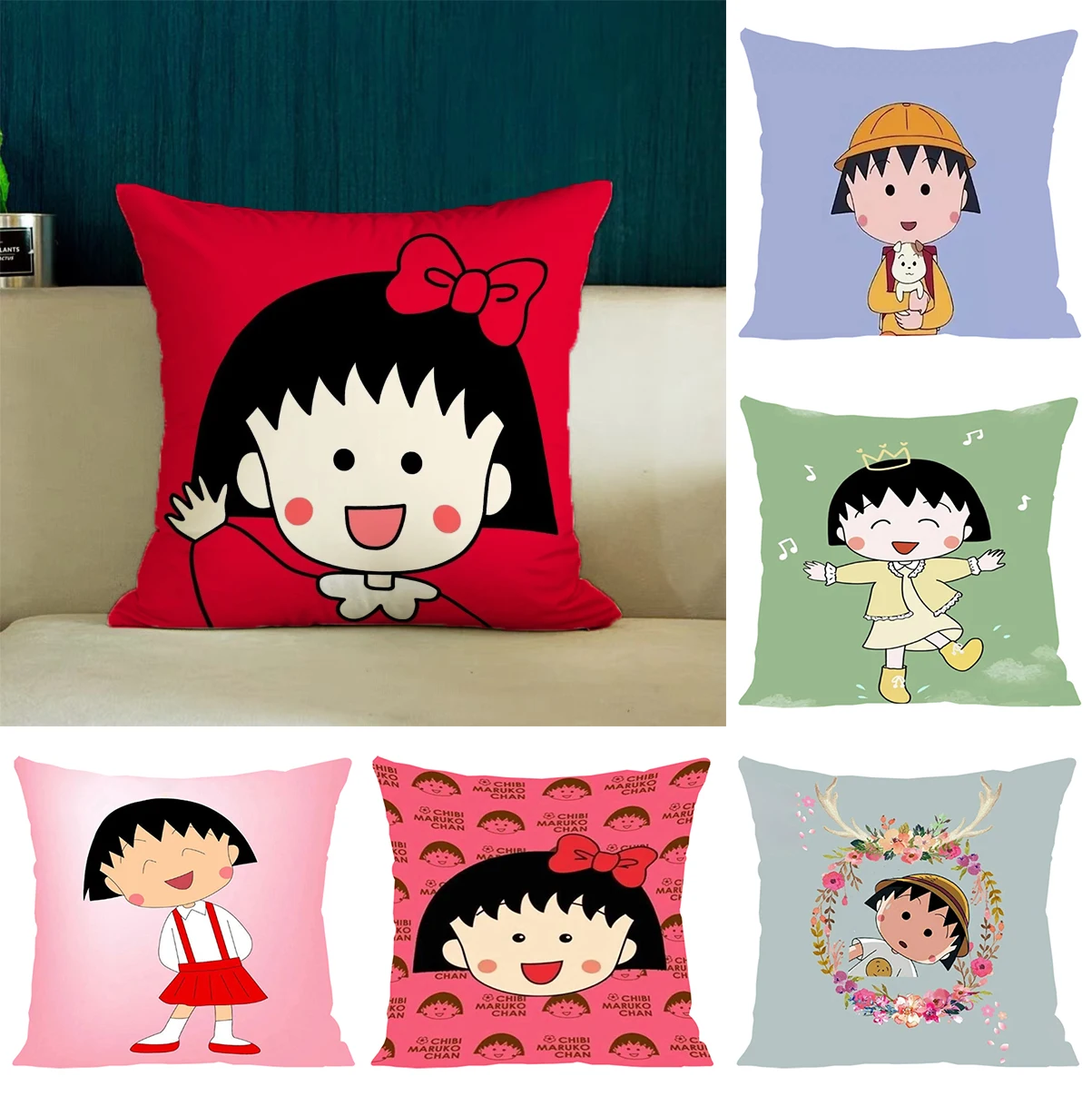 Chibi Maruko-chans Home Decoration Decorative Pillowcase 40x40 Pillow Covers Luxury Cushion Cover for Cushions
