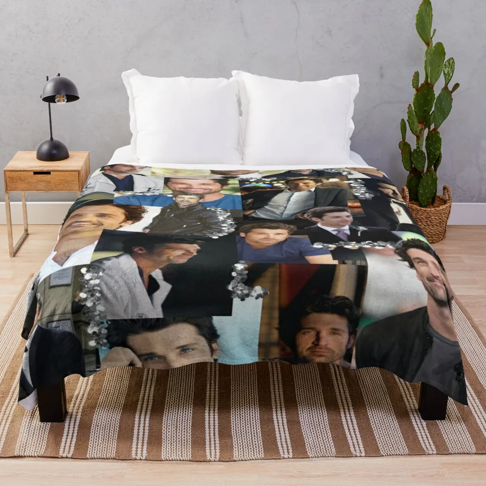 

Derek Shepherd Collage Throw Blanket crochet blanket tweed blanket fluffy soft blankets