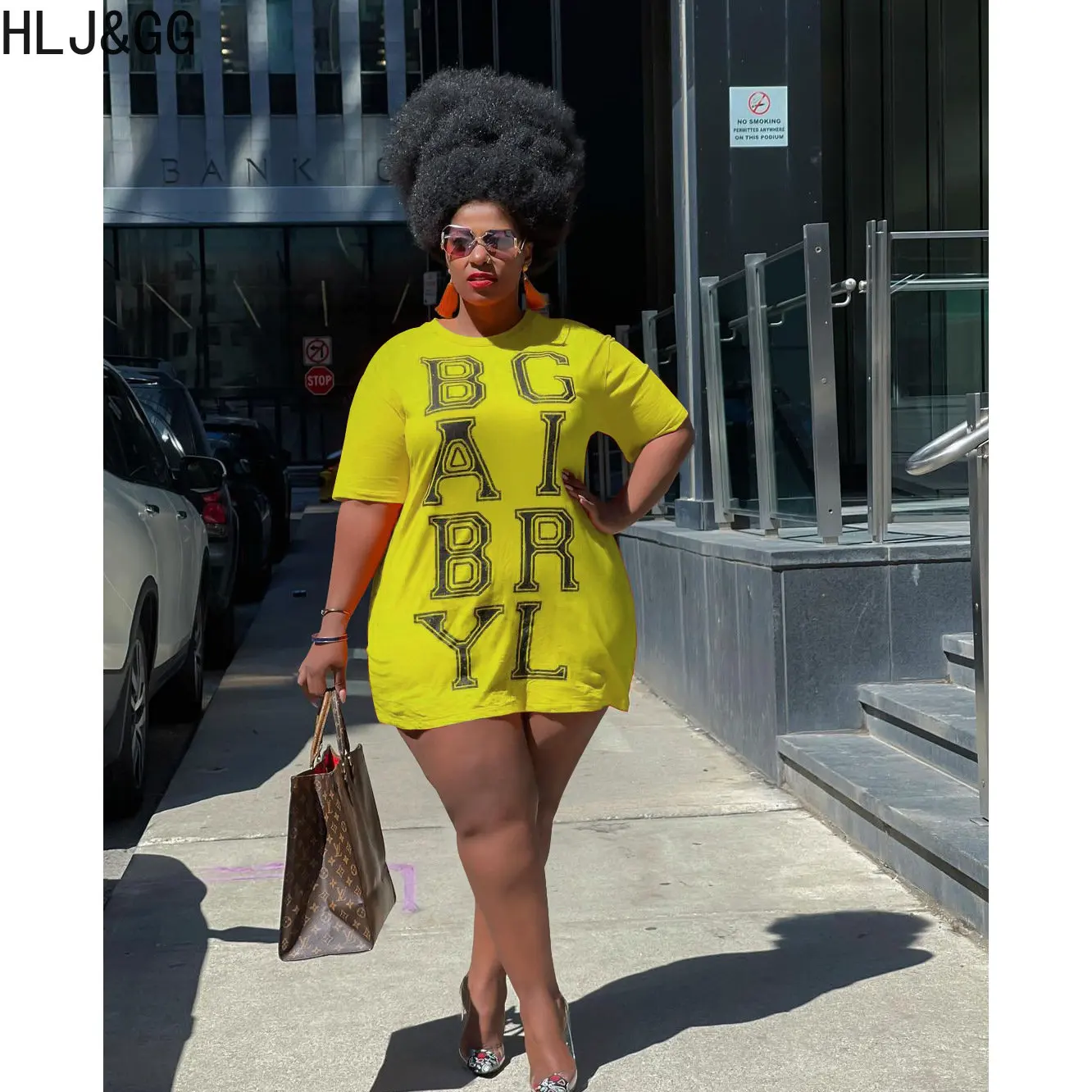 HLJ&GG Fashion Letter Printing Mini Tshirt Dresses Women O Neck Short Sleeve Loose Vestidos Plus Size Female Streetwear Clothing