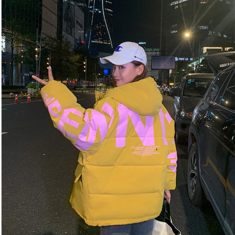 2022 Winter Bomber Jacket Women's Parkas Hooded Down Cotton Padded Coats Hip Hop Cotton Jackets Casual Thick Parka Warm Outwear