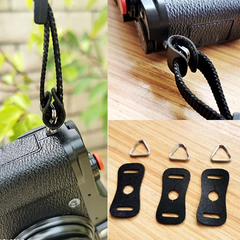 

Y9RF 1 Pair Camera Strap Triangle Split Ring Adapter Leather Protector Cover Pads
