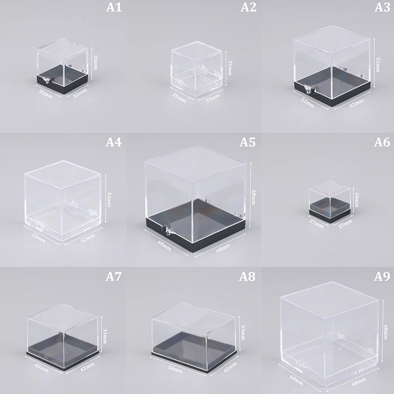 

1Pc Storage Boxes Lids Gemstone Display Coin Clear Container Specimen Mini Square Cube Acrylic Case Rough Mineral Standard