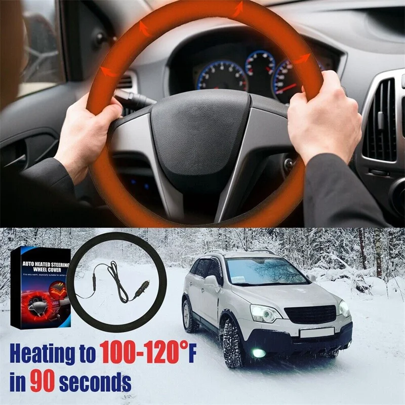 

12V Car Heating Electric Covers High quality Universal 38cm Steering Cover Auto Lighter Plug Heated Heating Warmer Winter
