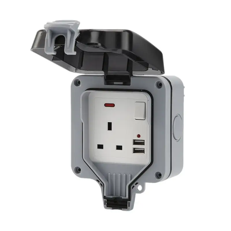 

Outdoor Outlet Kit Wall Switched Plug Outlet With USB Charging Port Electrical Outlet Cover With Weatherproof Enclosure Cover