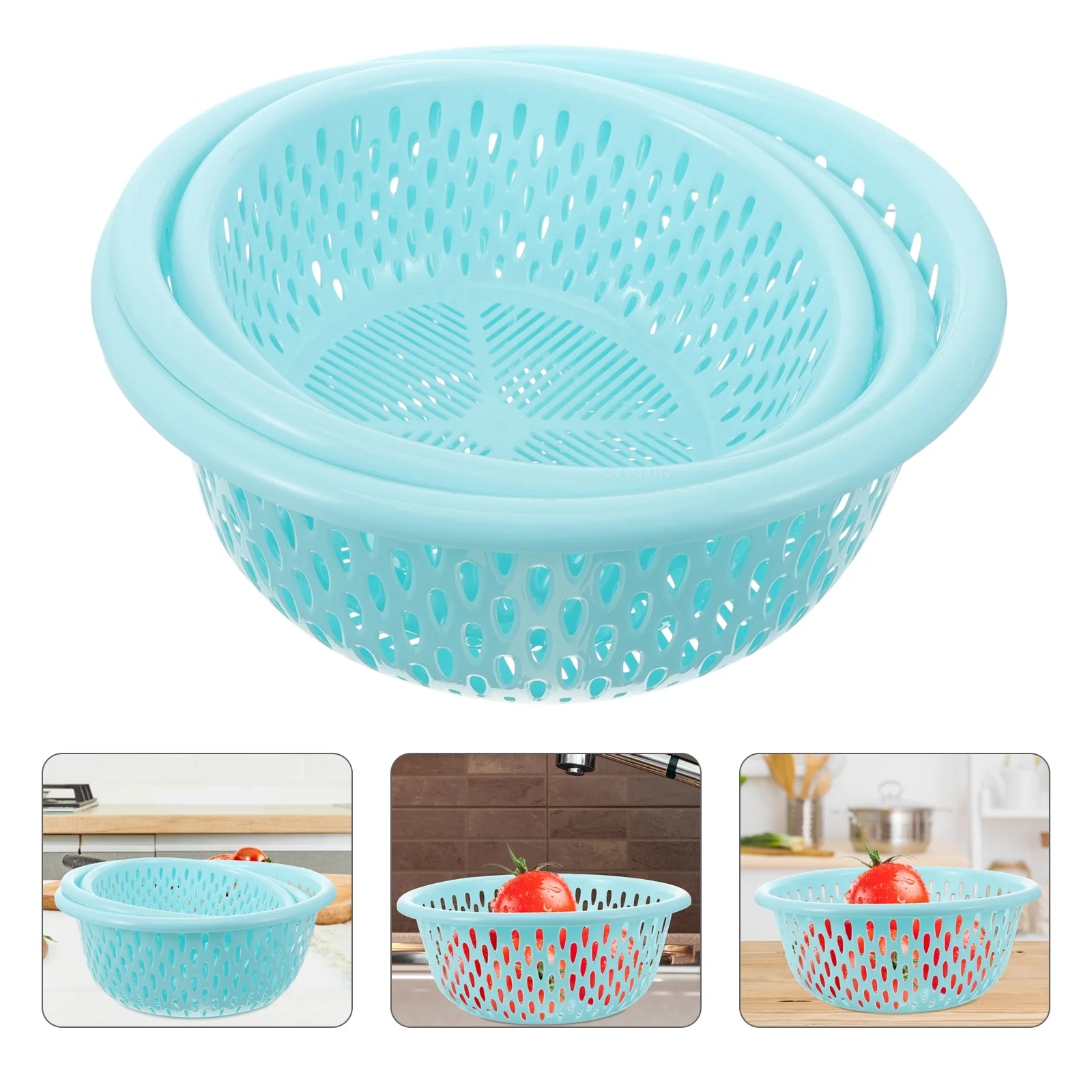 

3 Pcs Three Piece Drain Basket Fruit Draining Strainer Vegetables Washing Fold Kitchen Plastic Drainer Colander