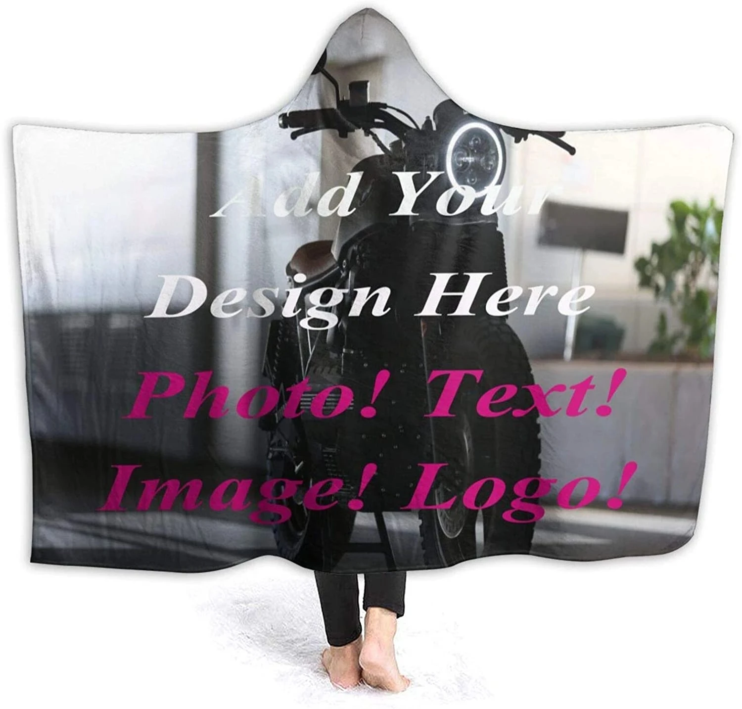 

Custom Blanket Hoodie Soft Warm Cozy Hooded Blanket Wearable Flannel 3D Print Throw Blanket for Adults Teens Kids