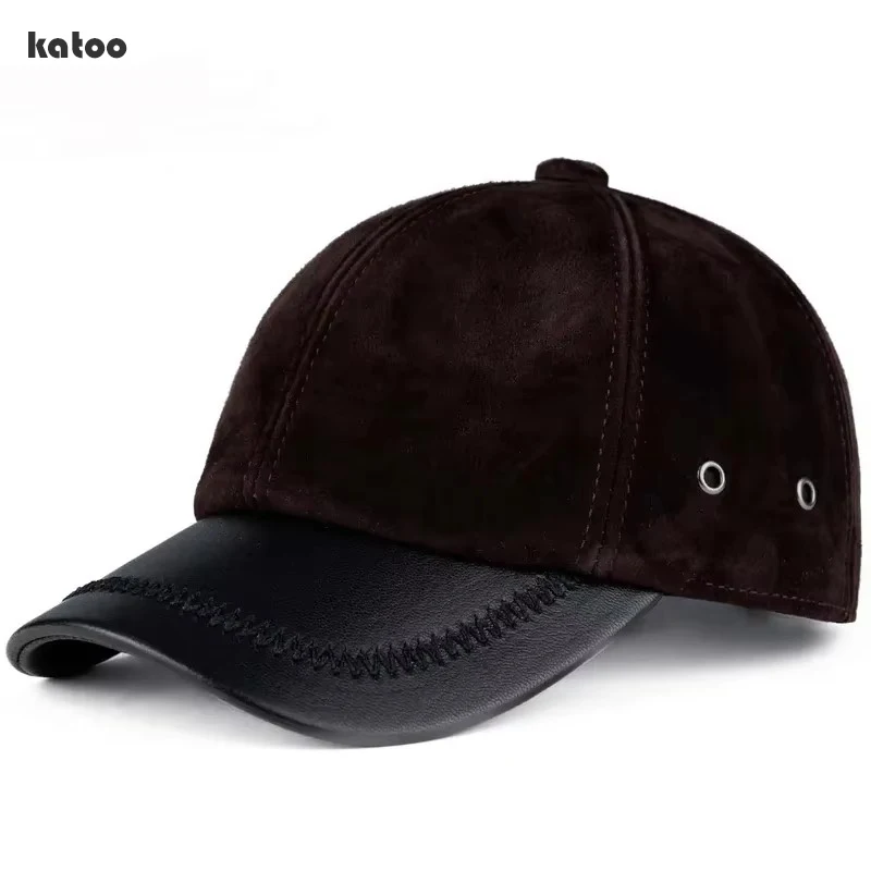 Фото Ретро-кепки из натуральной замши и овчины коричневого цвета, 56-60 см, для женщин/мужчин, повседневные, уличные, регулируемые, в стиле Gf Gorras. №1