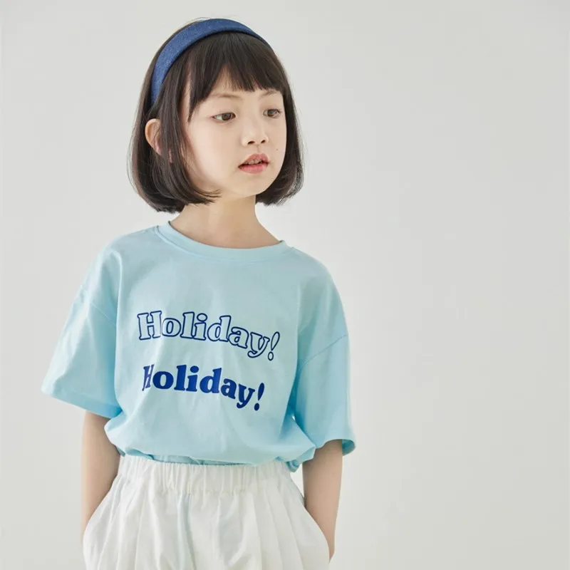 

summer kids tops Casual letter printed short sleeved T-shirt boys and girls cotton t-shirt