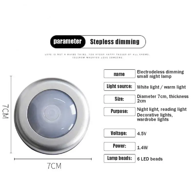 

Battery Bedroom Bedside Lamp Patting Light Night Small Night Lamp High Bright Dormitory Cabinet Lamp Pressing Lamp Adhesive