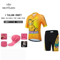 keyiyuan 2022 kids team racing cycling jersey anime child short sleeve mtb cycling shirts boy girl bike jersey shorts