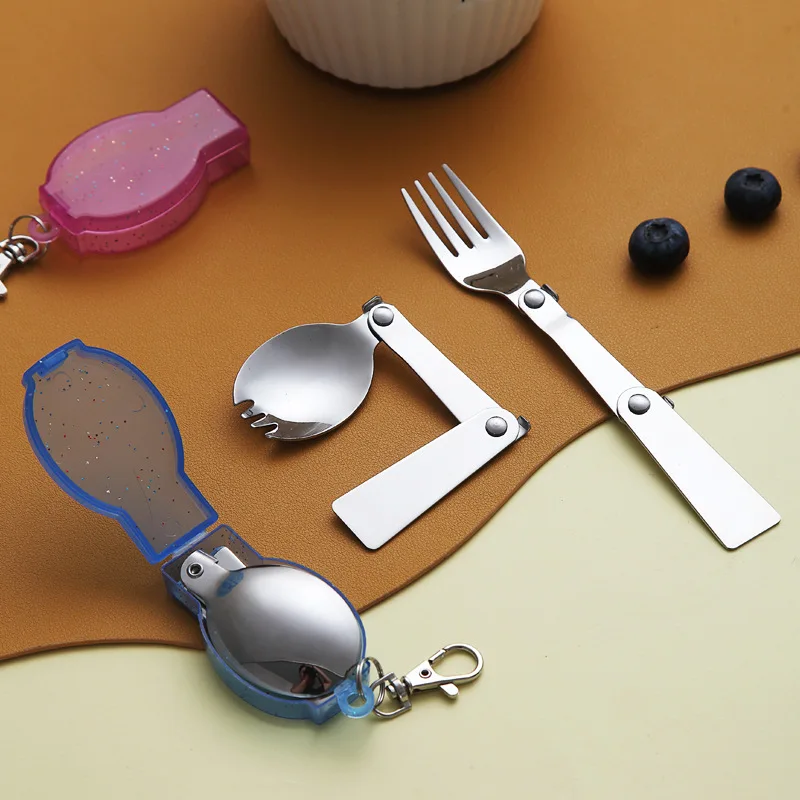 

304 Stainless Steel Folding Spoon, Braising Beaker, Braising Pot, Spoon, Outdoor Portable, Three Fold Spoon, Spoon, Fork