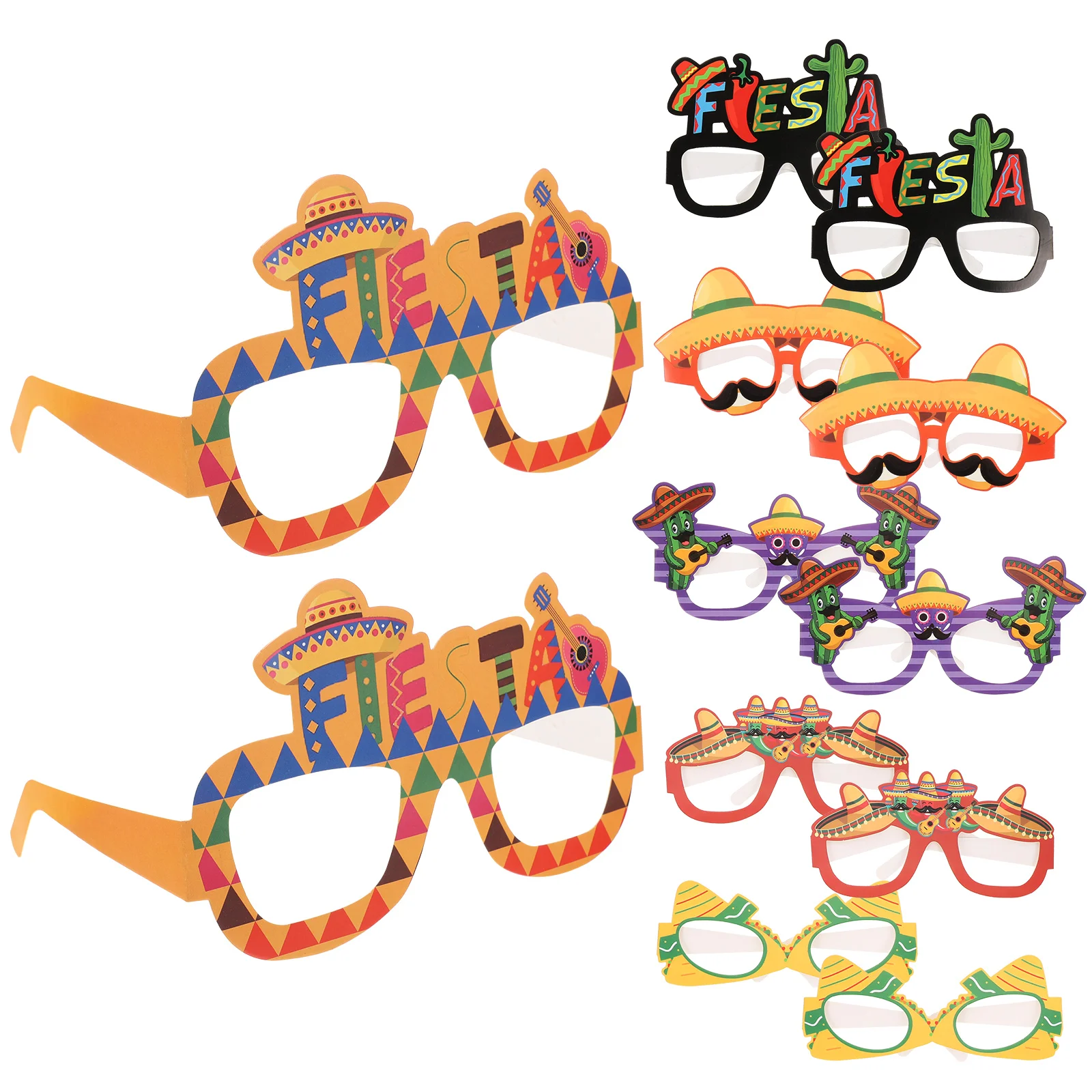 

12 Pcs Mexican Glasses Funny Adults Party Favors Makeup Themed Decor Cinco Mayo Decorations Festival Eyeglasses Props Paper