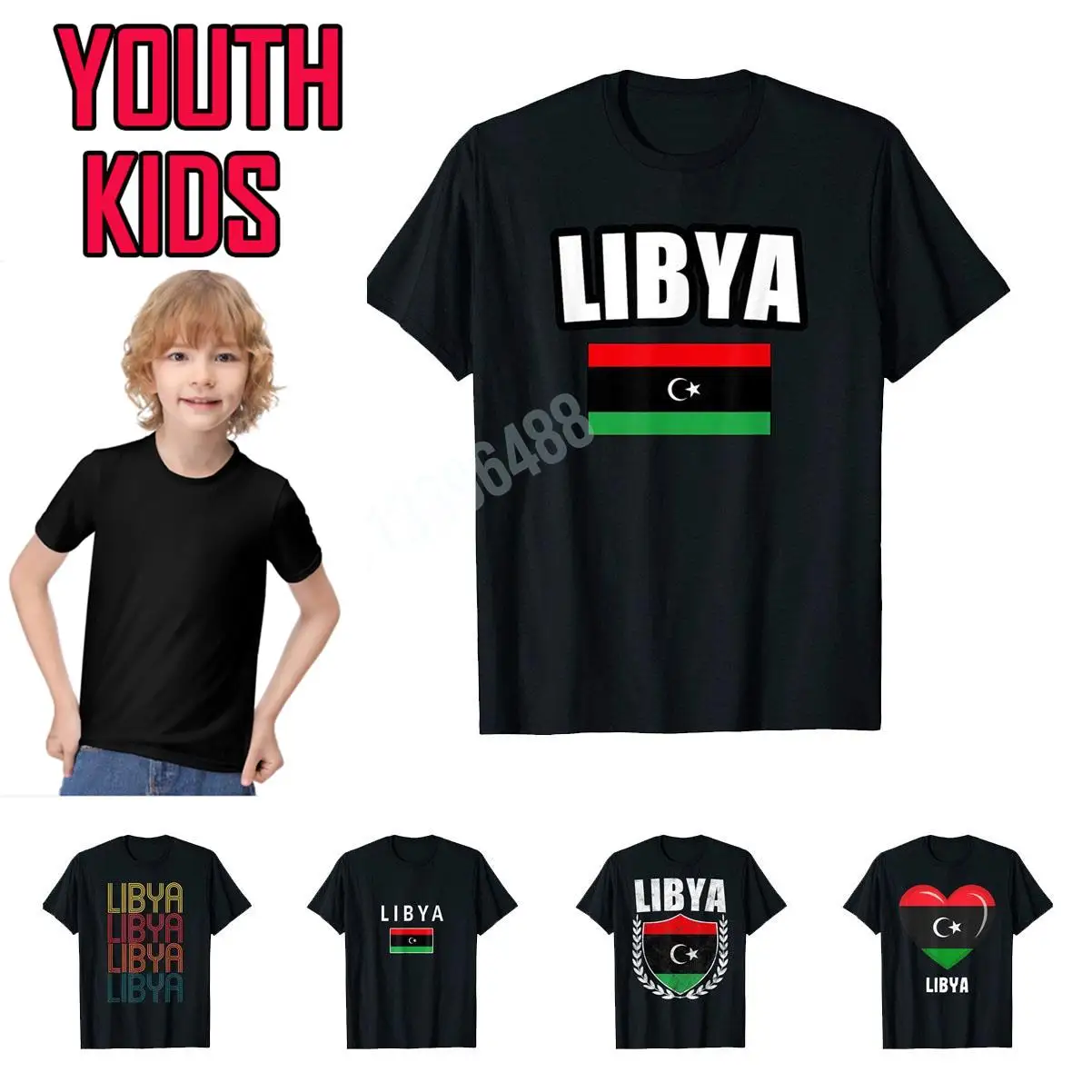 

More Design Youth Kids Libya Libyans Tee Flag Souvenir GiftT-Shirt For Children T Shirt Tops Cotton Boy Girl Tee