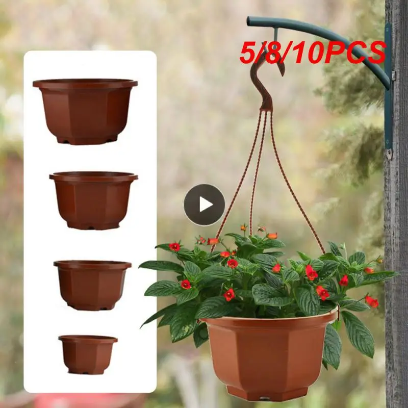 

5/8/10PCS Indoor And Outdoor Storage Basket With Hook Octagonal Planter Multifunctional Plastic Household 2023 Flowerpot