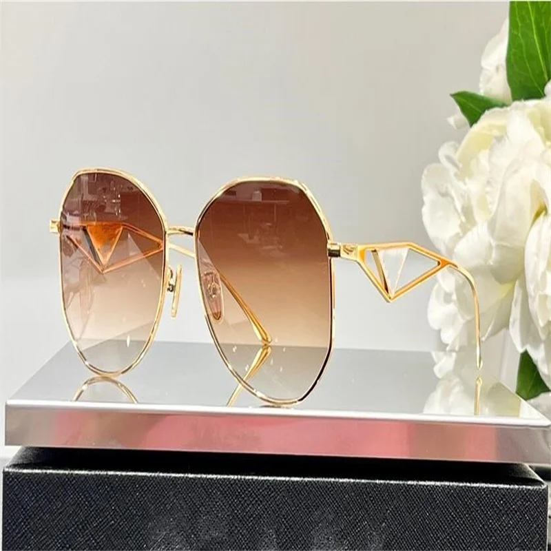 

Fashion Popular Designer 57Y Vintage metal Triangular unique cutout temples design charming summer collocation Anti-Ultraviolet