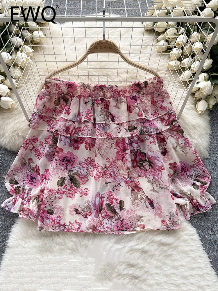 

EWQ Sweet Style And Youth Woman Blouses Slash Neck Puff Sleeve Patchwork Contrast Color Female Shirts Autumn 2023 New 27SN3648