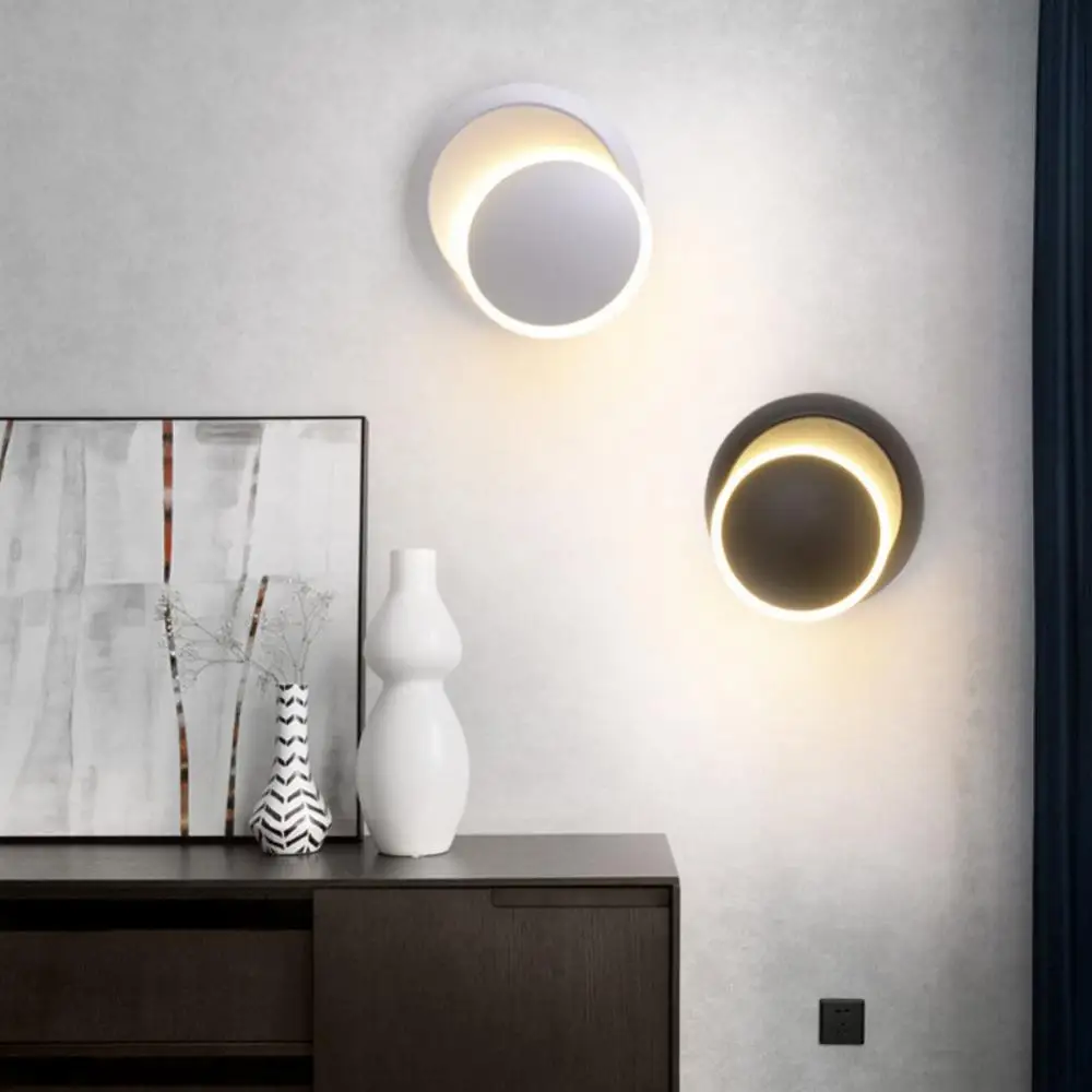 

Wall Lamp Nordic Moon Chasing Bedroom Wall Lights Simple Aluminum 360° Rotatable Lighting Eye Protection Home Decors Sconces
