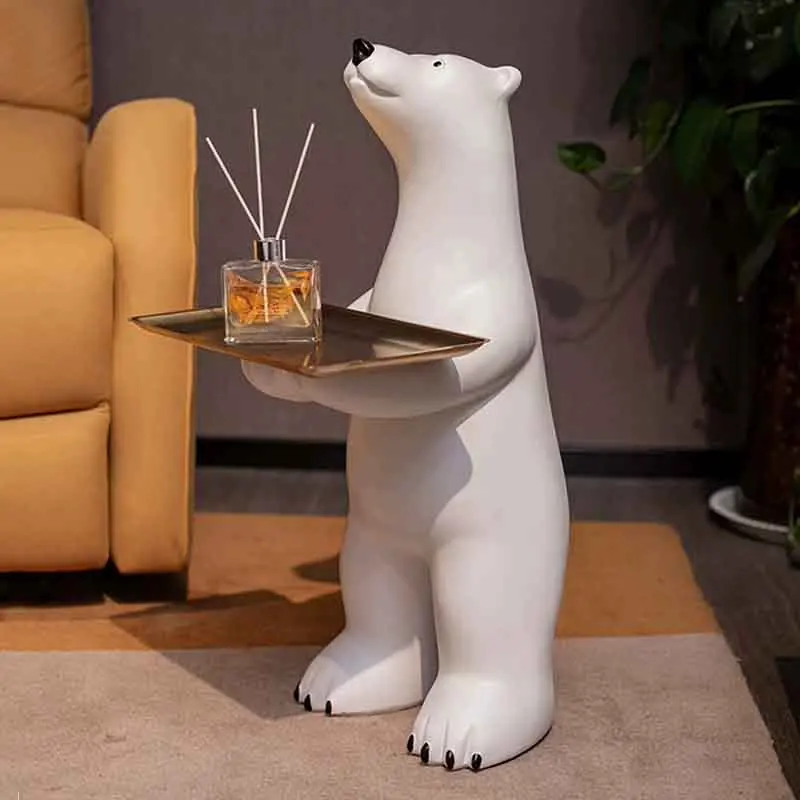 Декор для комнаты скульптура белого медведя украшения гостиной дивана бокового