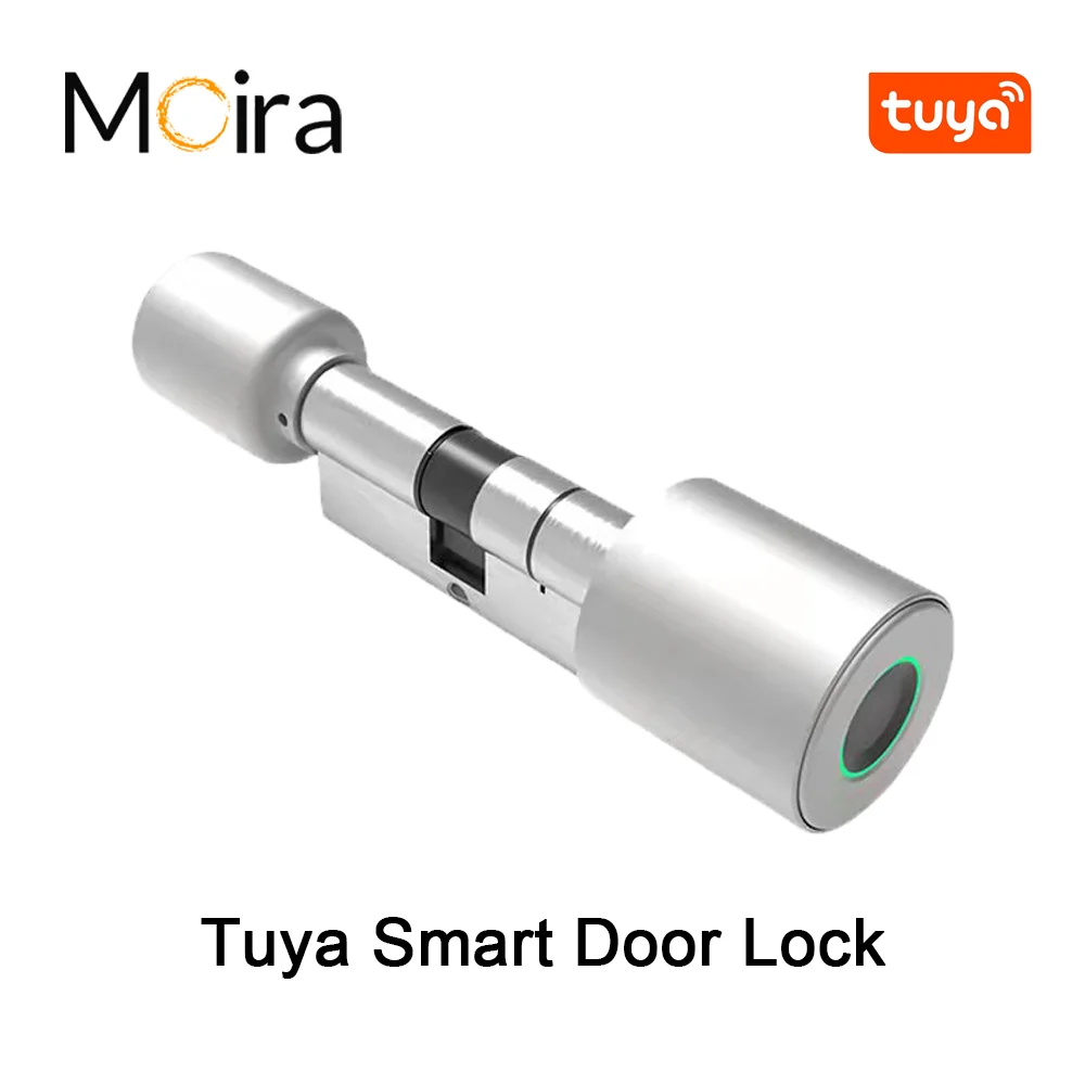

Moira Tuya Smart Cylinder Lock Electronic Bluetooth APP Remote Biometric Fingerprint Lock Anti-Theft Security Home Door Lock