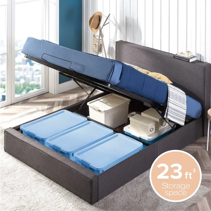

34" Upholstered Platform Bed with Lifting Storage, Full