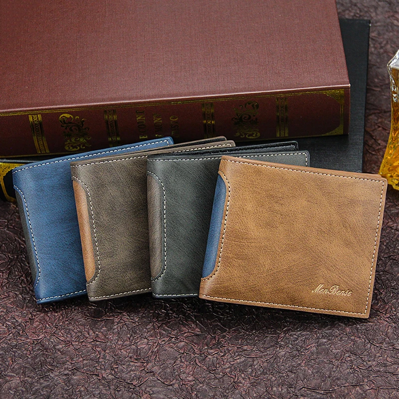 

2023 Classic Men's Wallets Vintage PU Leather Short Wallet Business Card Holder Coin Purse High Quality Multifunction Wallet Man