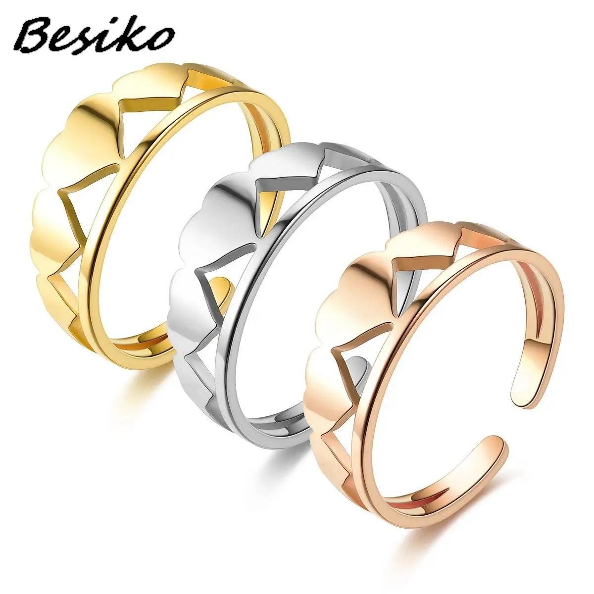 Besiko 2024 новое модное простое кольцо из нержавеющей стали с сердечком серебряное