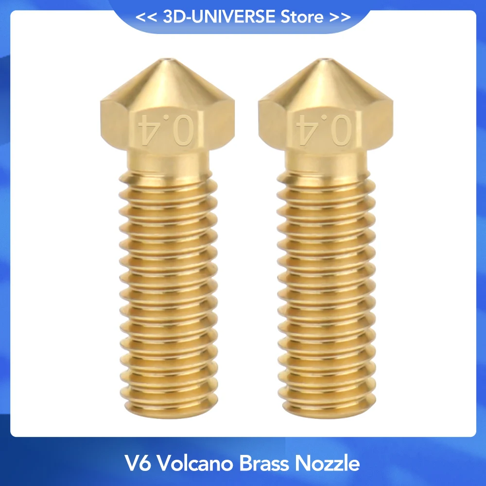 

1pc 3D Printers High Quality V6 Volcano Brass Nozzle 0.4mm Durable Non-stick High Performance M6 Thread For E3D Volcano Hotend